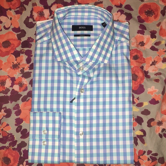 Hugo Boss Other - Slim-fit shirt in Vichy-check cotton poplin